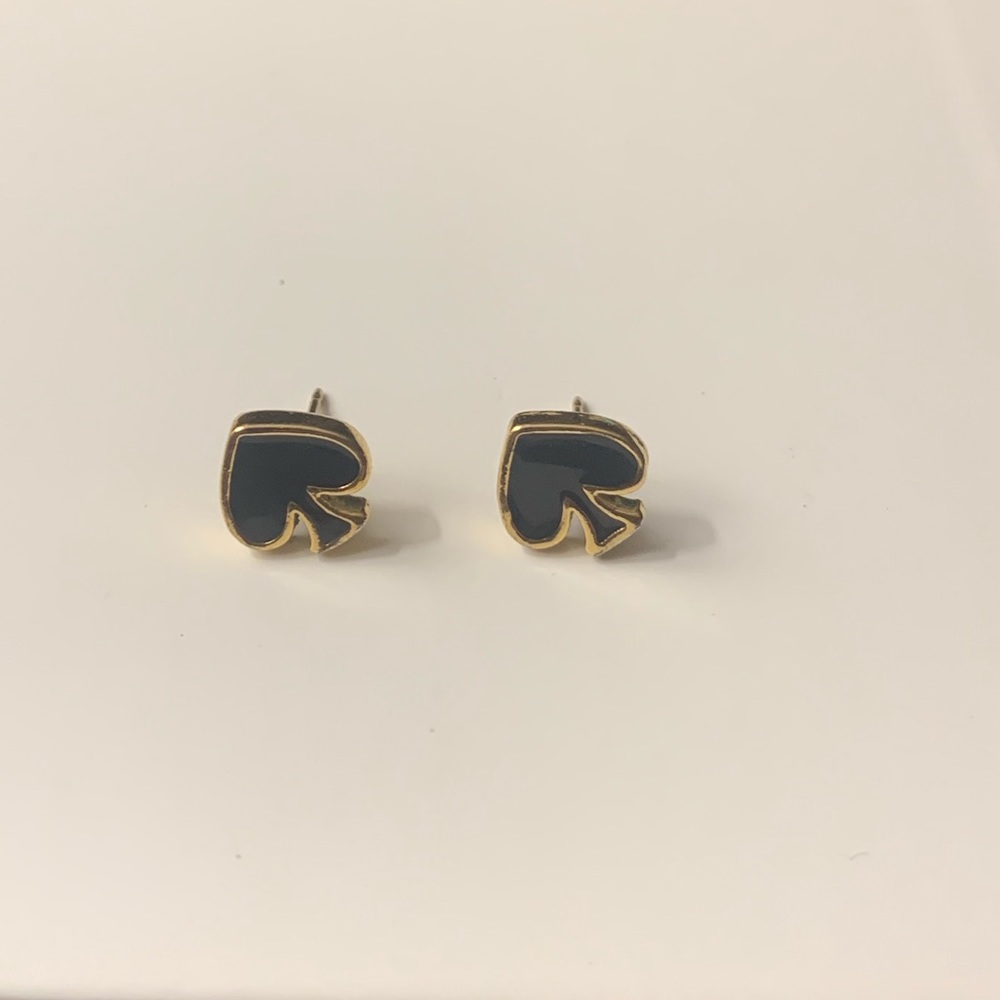 Kate Spade Black & Gold Spade Stud Earrings